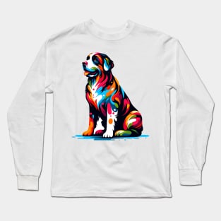 Colorful Braque Francais Pyrenean in Splash Art Style Long Sleeve T-Shirt